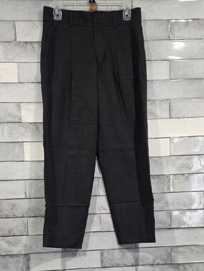 Everlane Women's Black Pleated Cropped Trousers Size 6